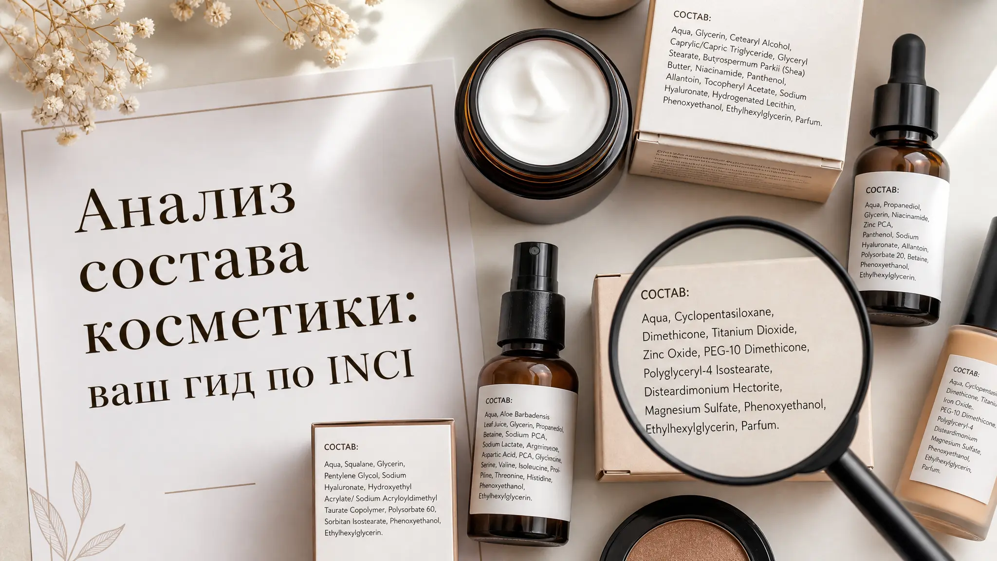 Женщина внимательно изучает этикетку косметического средства, разбираясь в списке ингредиентов INCI