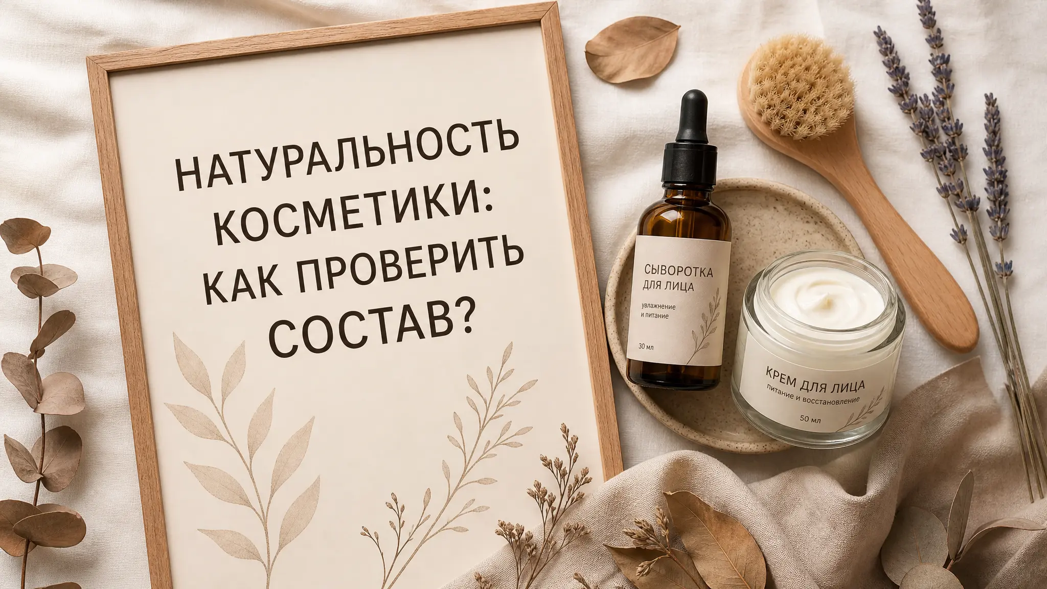Женщина внимательно изучает этикетку косметического средства, проверяя состав на натуральность и наличие эко-сертификатов