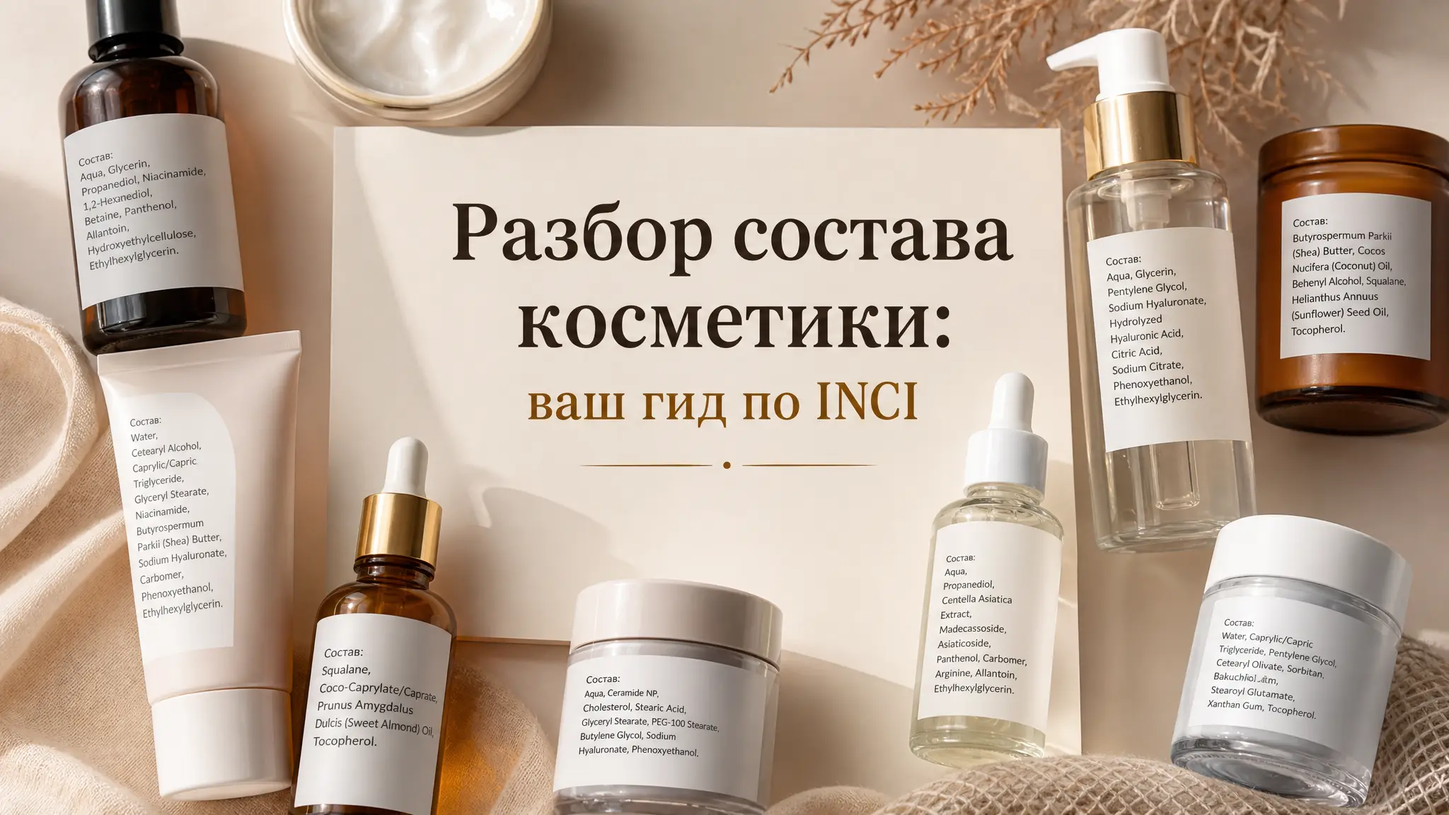 Женщина внимательно изучает этикетку косметического средства, расшифровывая состав по списку INCI для осознанного выбора