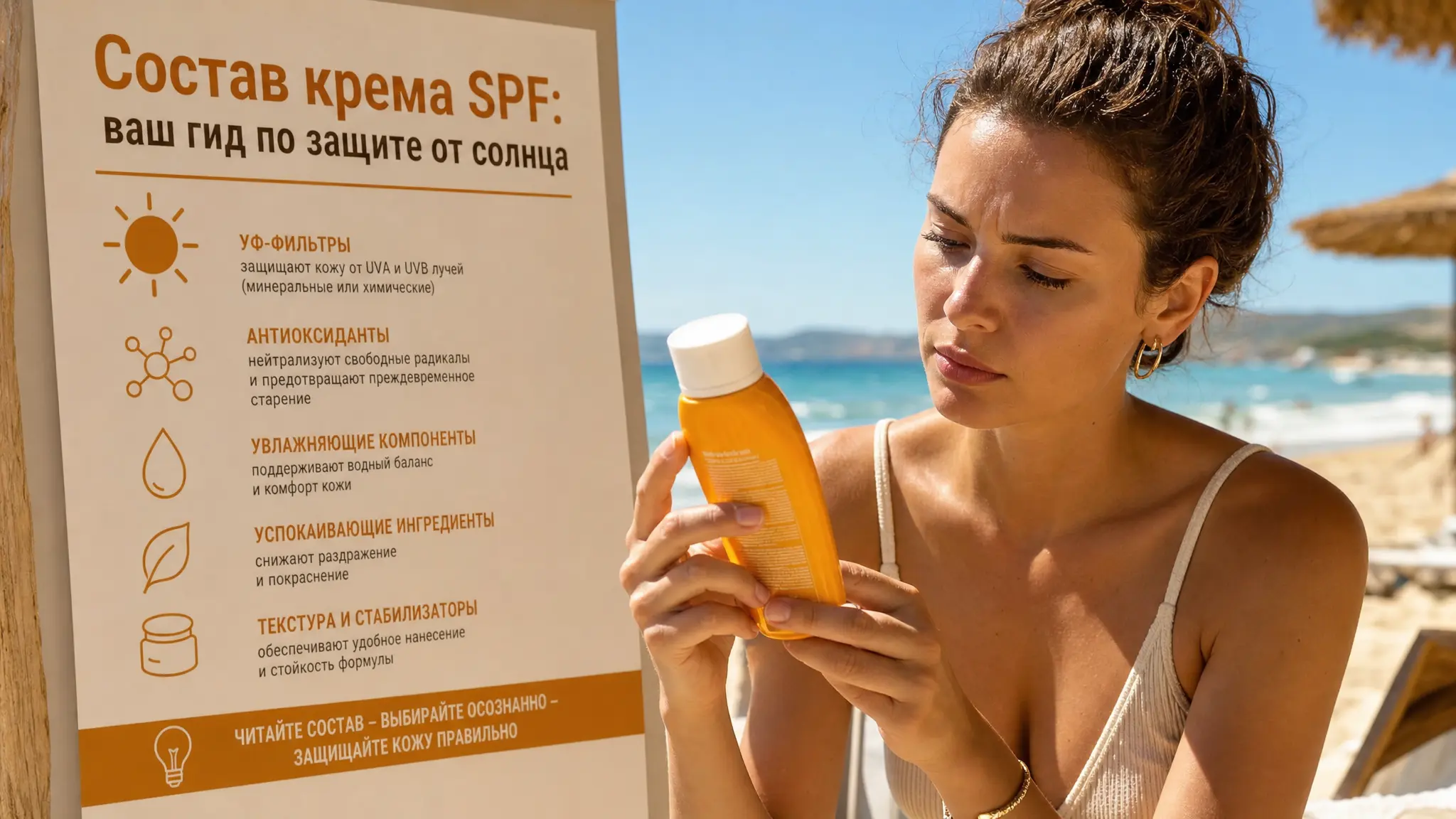 Разбор состава солнцезащитного крема SPF для выбора лучшего средства для защиты от солнца