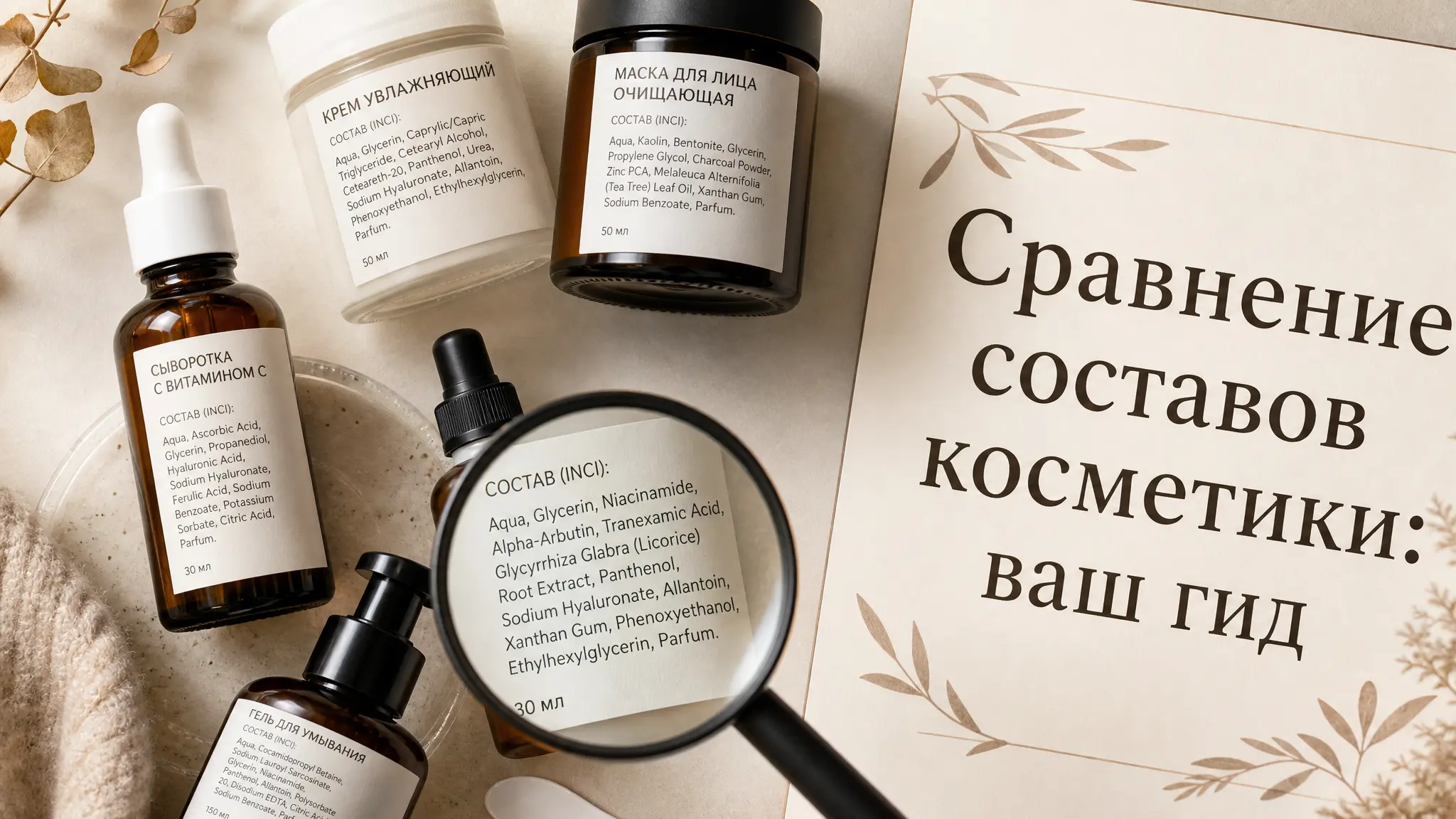 Эксперт сравнивает составы косметики онлайн, используя удобный интерфейс для анализа ингредиентов и выявления потенциально вредных компонентов