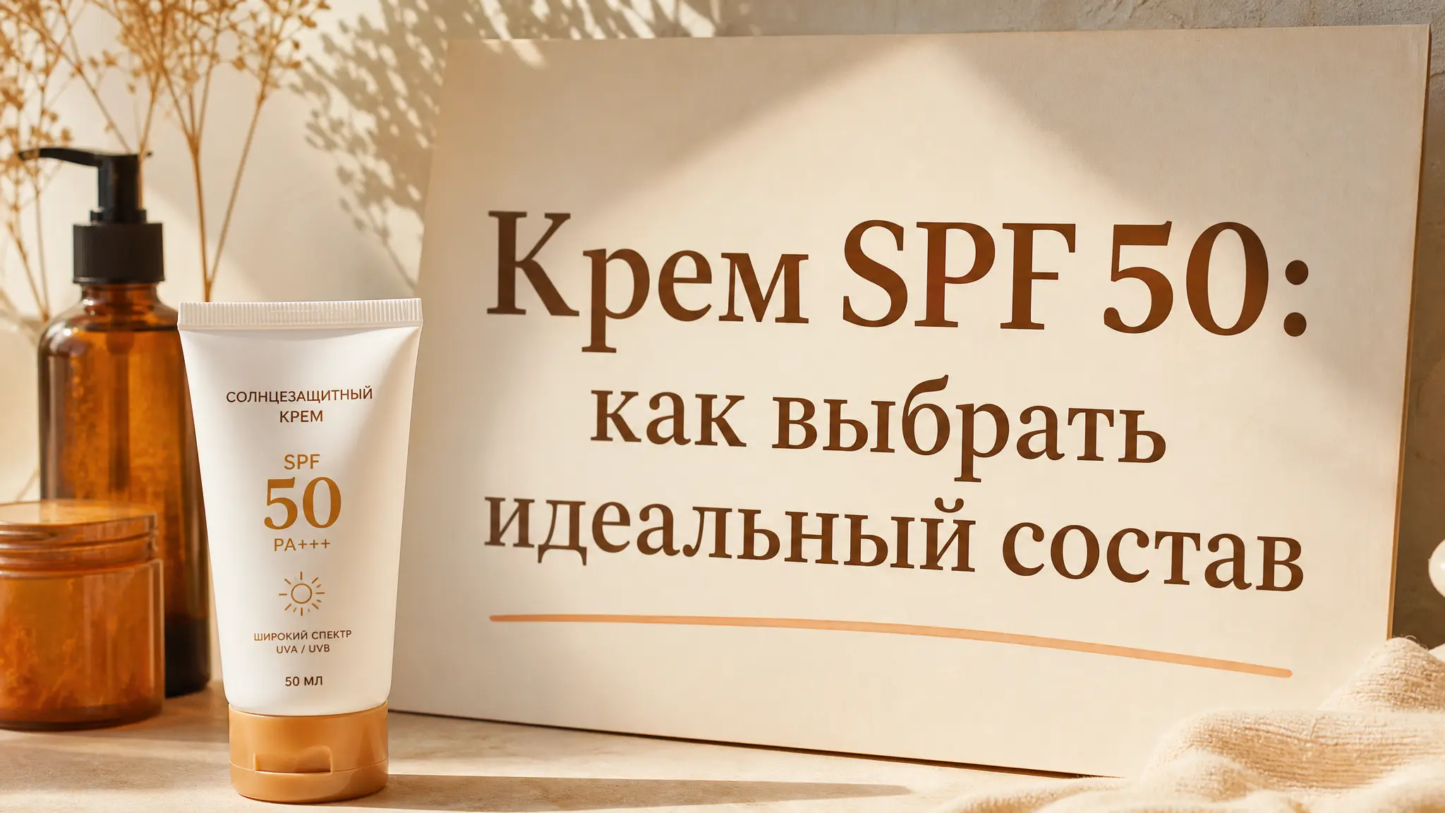 Крем SPF 50 с подробным разбором состава для защиты кожи от ультрафиолета