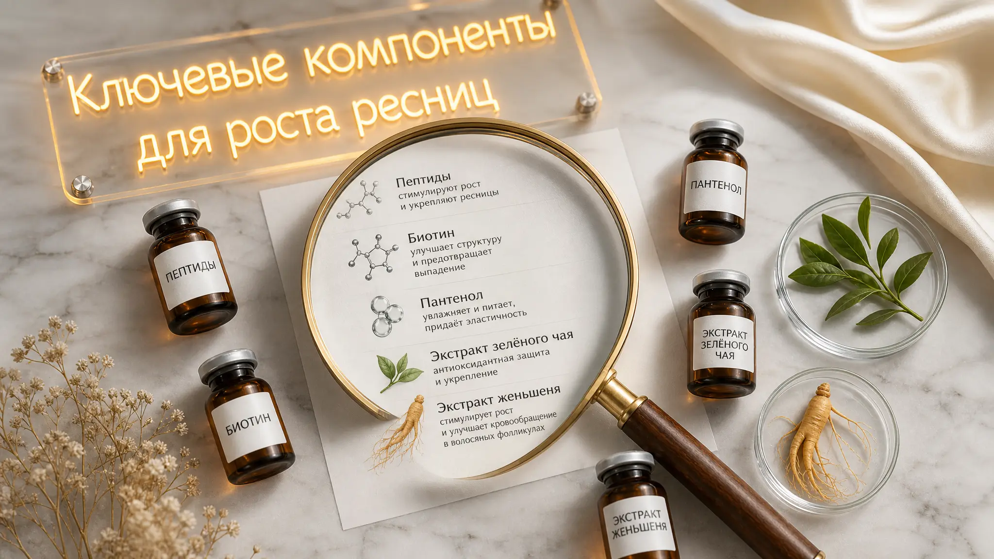 Ключевые компоненты для роста ресниц в сыворотке: подробный разбор состава INCI для эффективного ухода